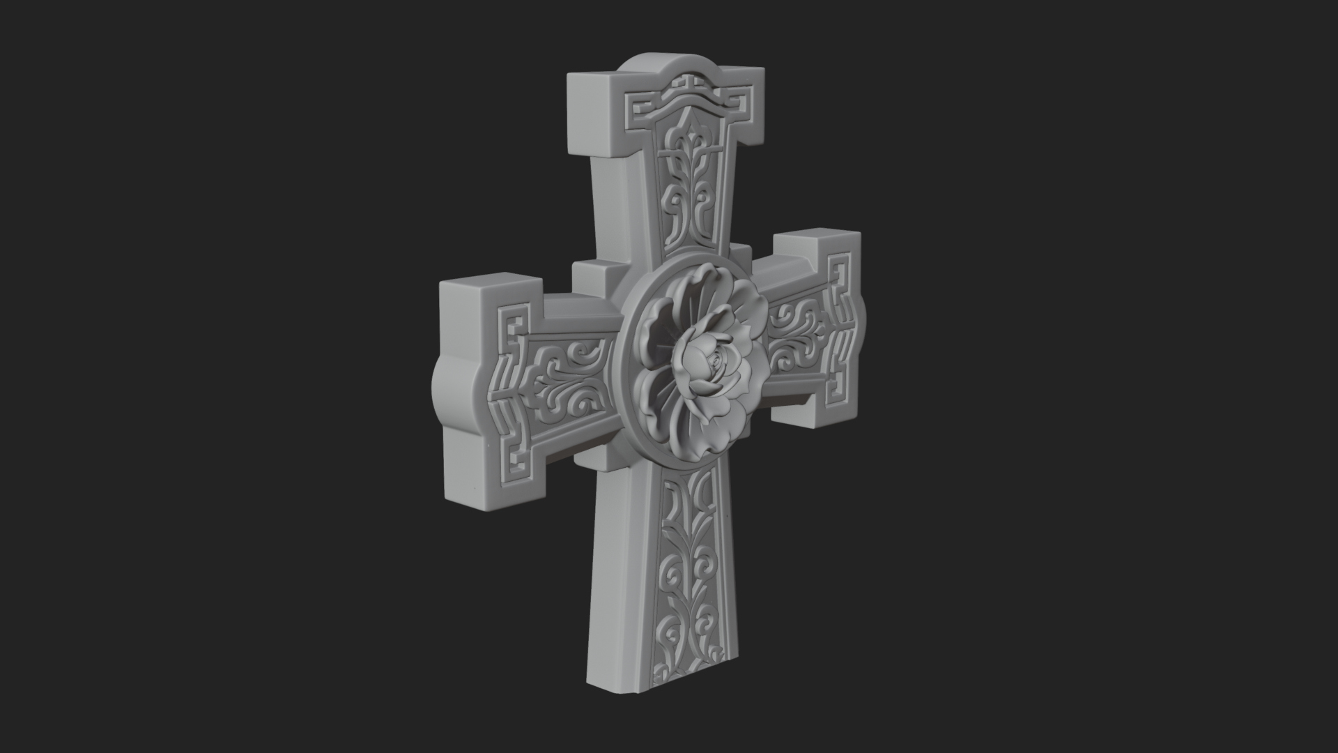 Carved Relief Wall Cross Design 131 3D Print Model 3D Model