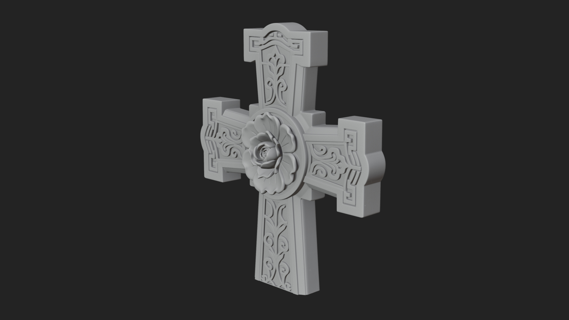 Carved Relief Wall Cross Design 131 3D Print Model 3D Model