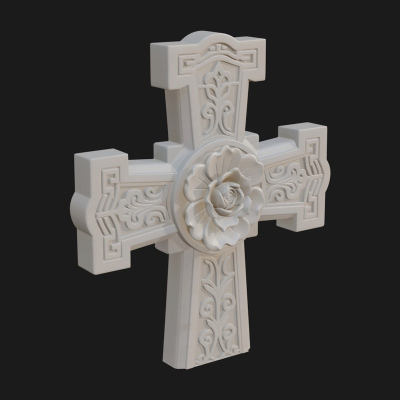 Carved Relief Wall Cross Design 131 3D Print Model