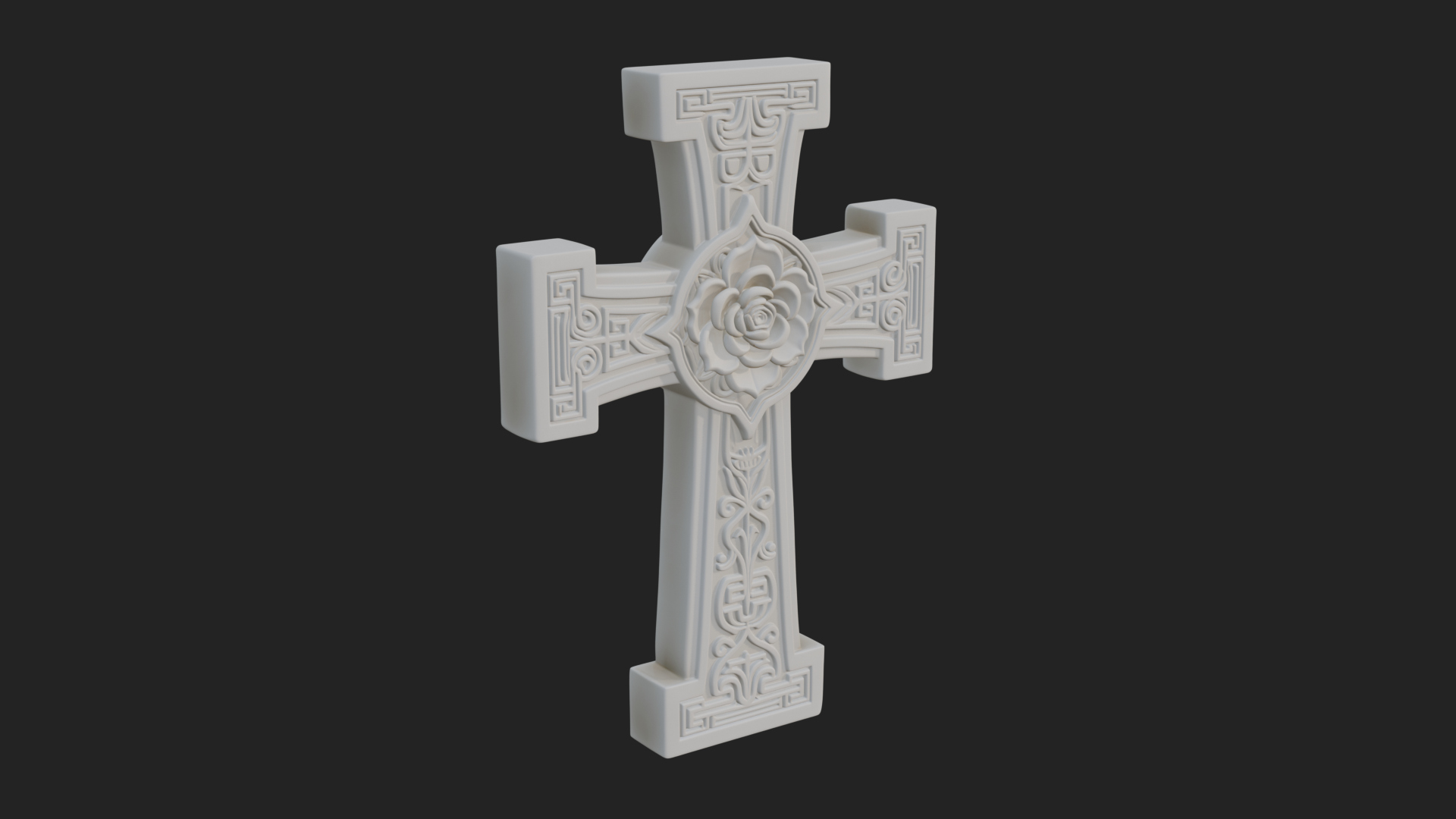 Carved Relief Wall Cross Design 136 3D Print Model 3D Model
