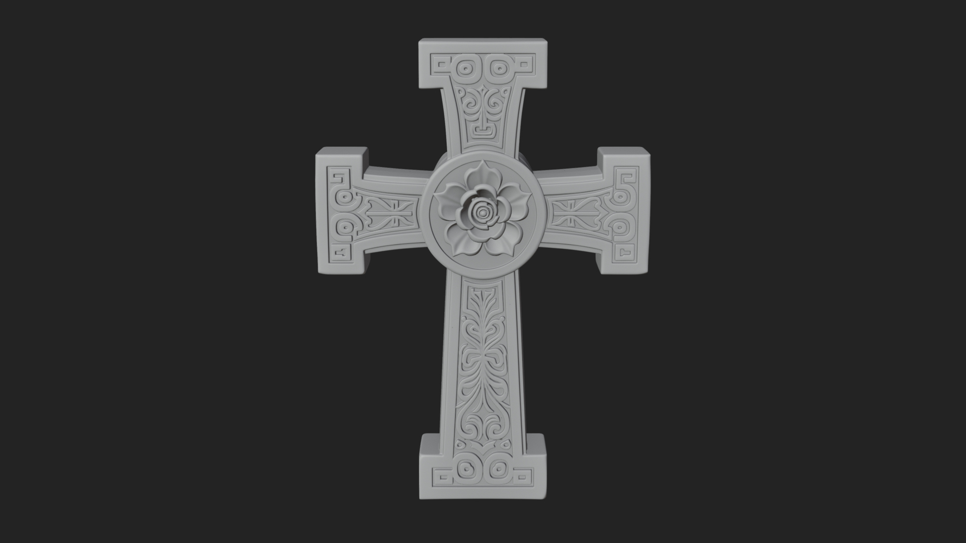 Carved Relief Wall Cross Design 139 3D Print Model 3D Model