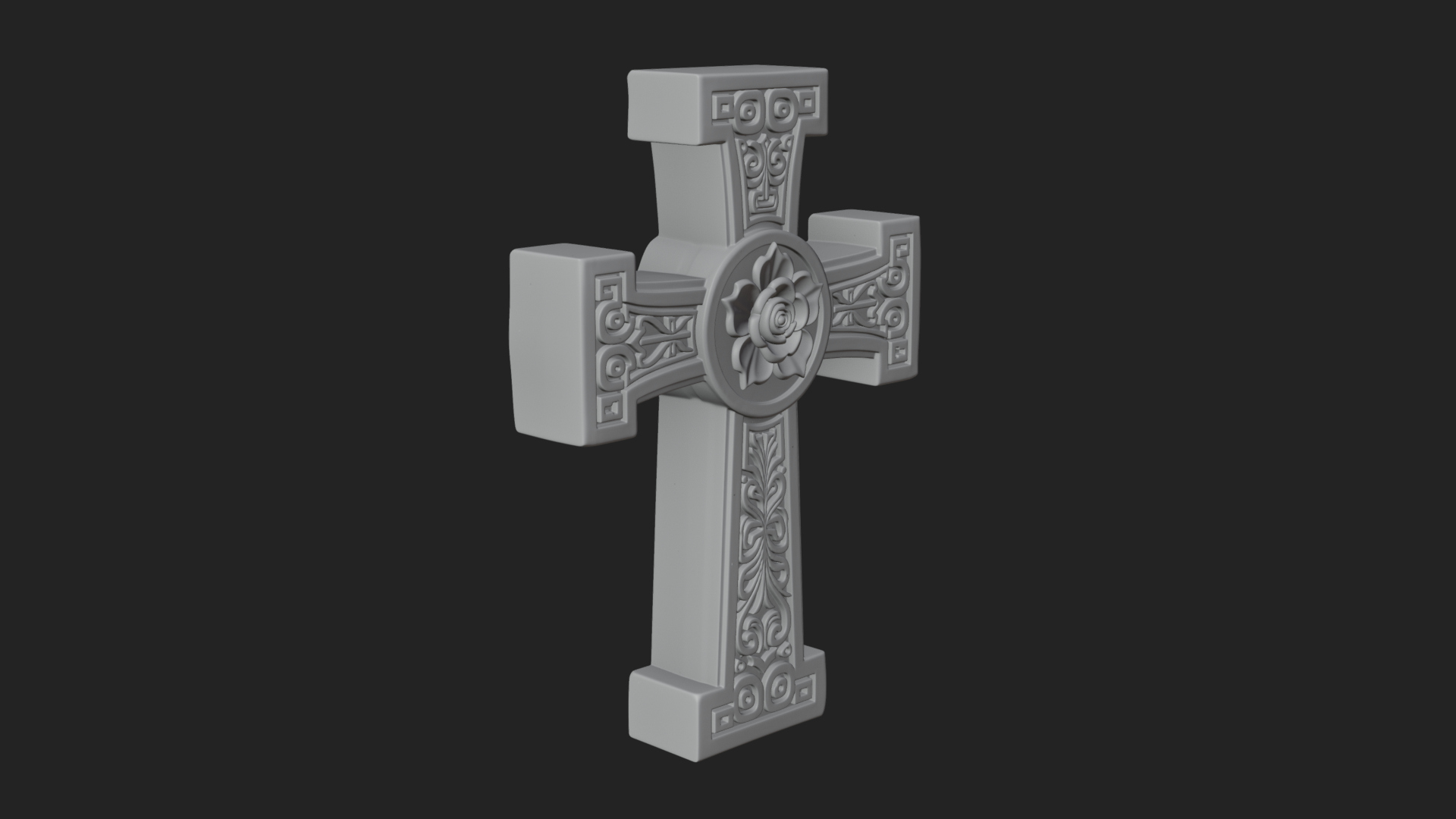 Carved Relief Wall Cross Design 139 3D Print Model 3D Model
