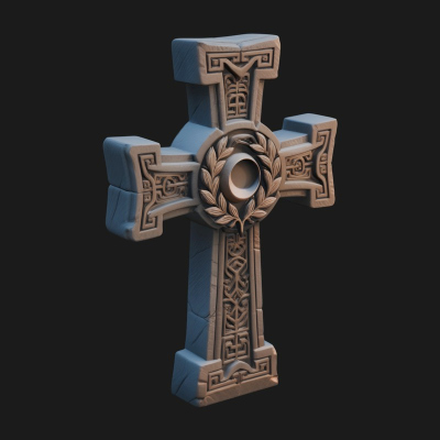Carved Relief Wall Cross Design 141 3D Print Model