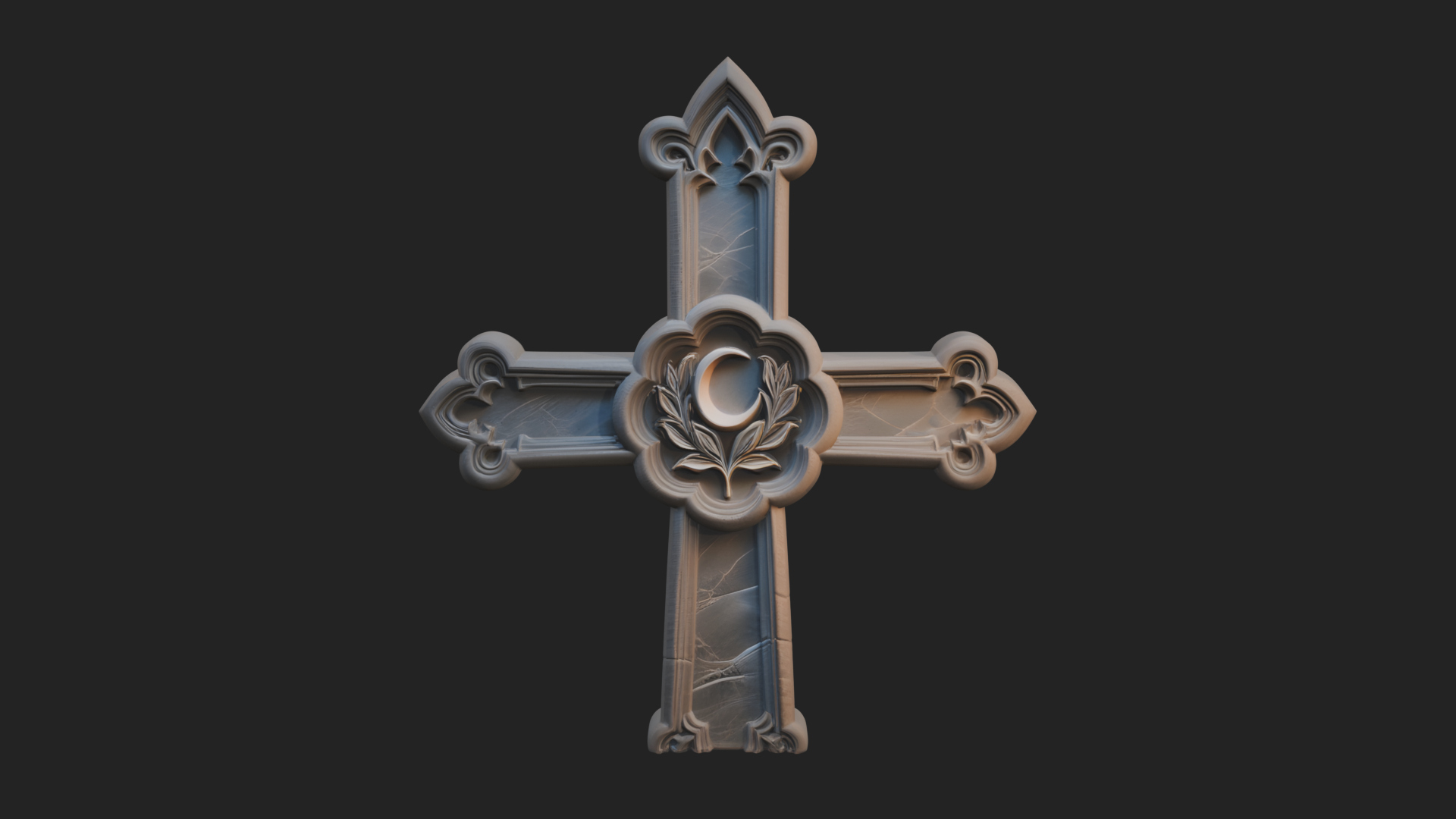 Carved Relief Wall Cross Design 142 3D Print Model 3D Model