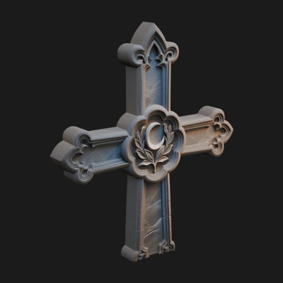 Carved Relief Wall Cross Design 142 3D Print Model