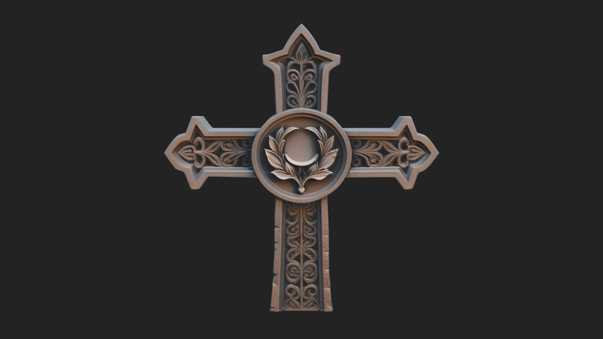 Carved Relief Wall Cross Design 143 3D Print Model 3D Model