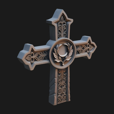 Carved Relief Wall Cross Design 143 3D Print Model