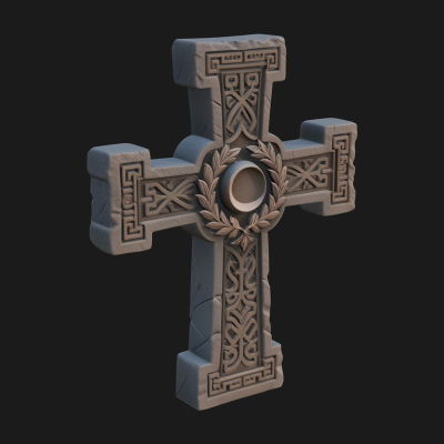 Carved Relief Wall Cross Design 144 3D Print Model