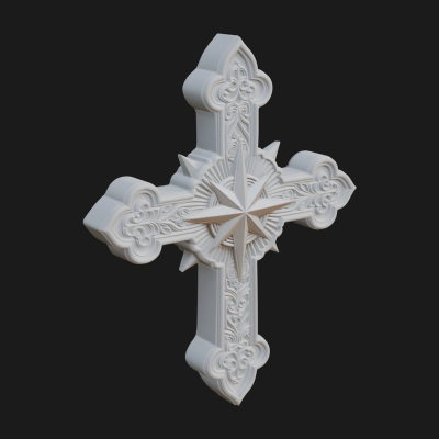 Carved Relief Wall Cross Design 147 3D Print Model