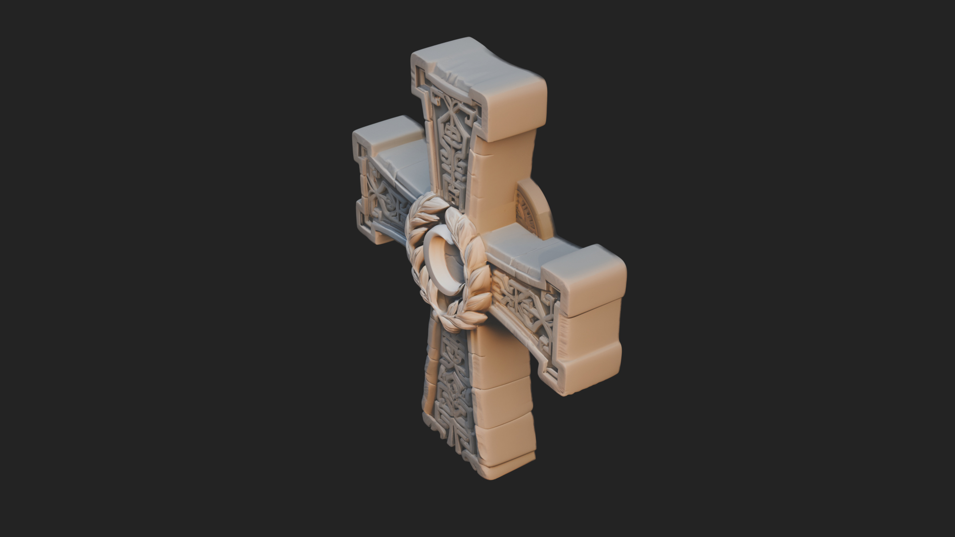Carved Relief Wall Cross Design 148 3D Print Model 3D Model