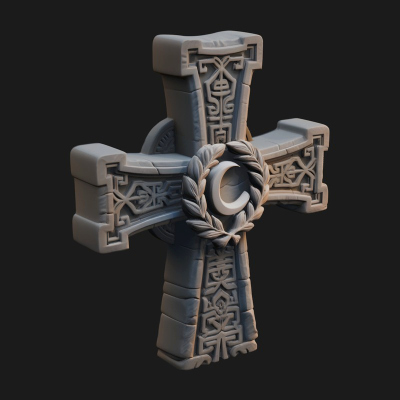 Carved Relief Wall Cross Design 148 3D Print Model