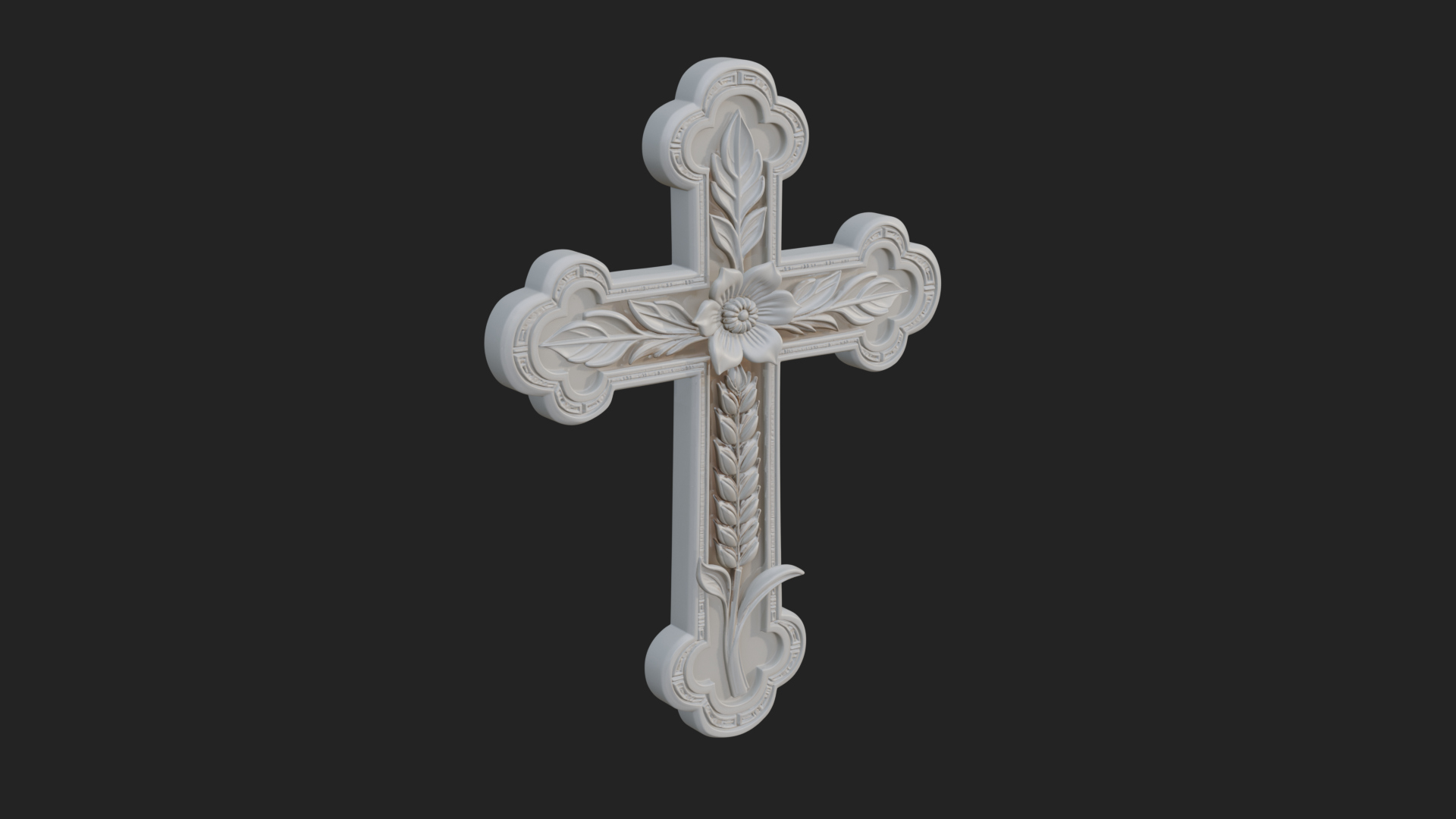 Carved Relief Wall Cross Design 15 3D Print Model 3D Model