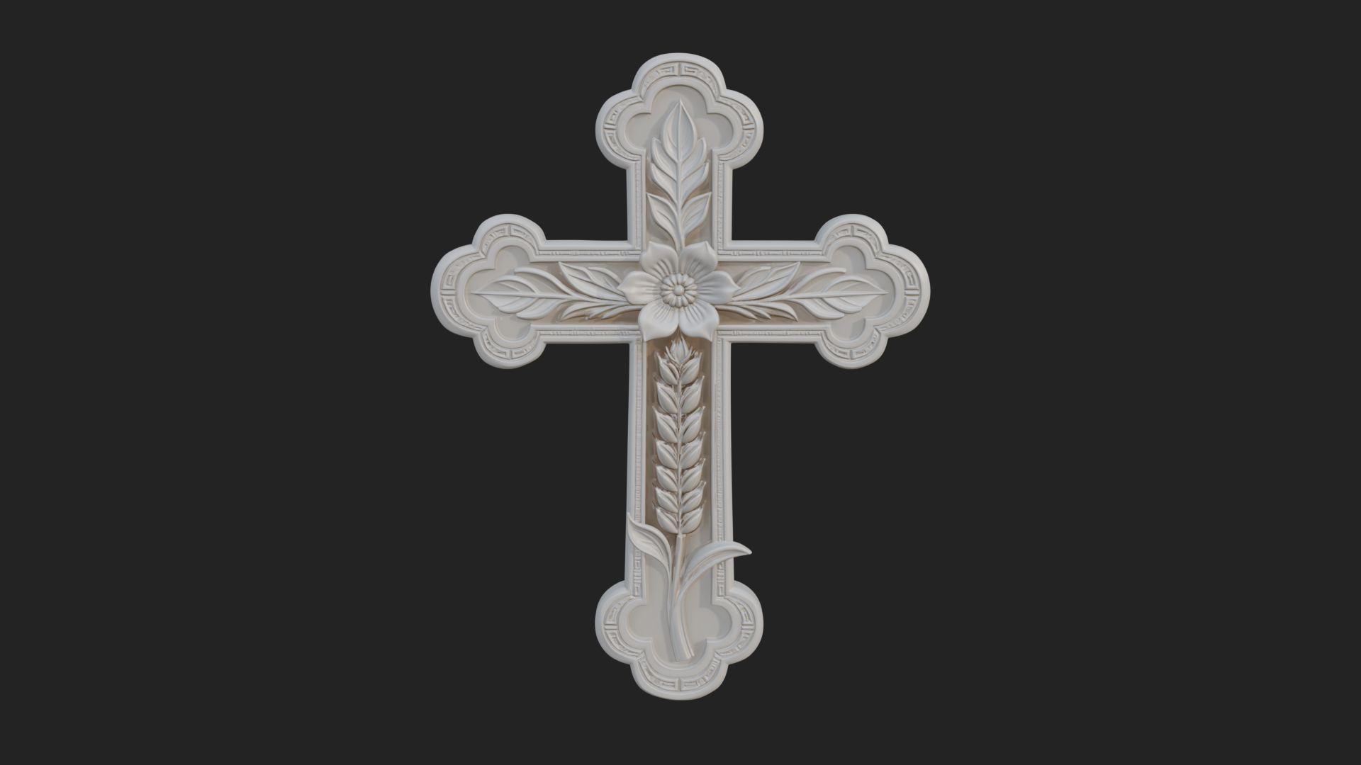 Carved Relief Wall Cross Design 15 3D Print Model 3D Model