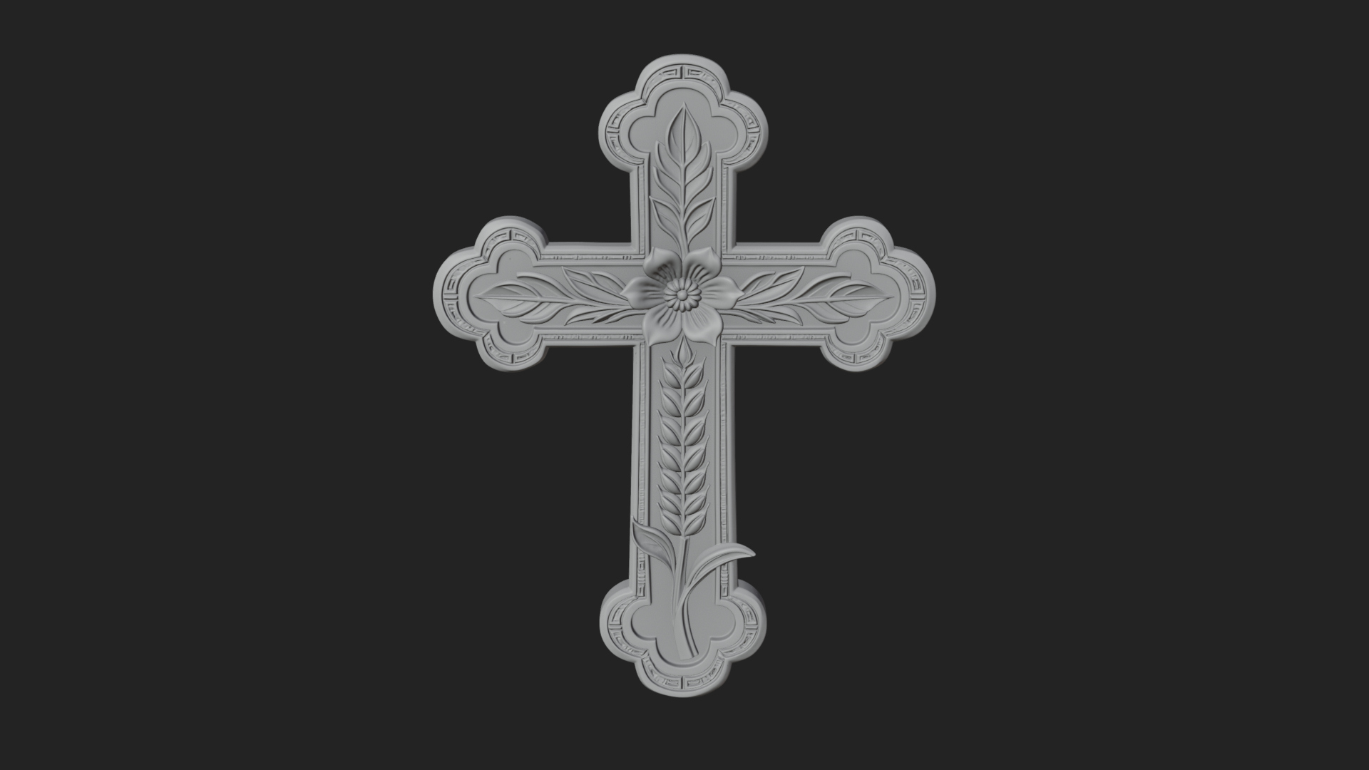 Carved Relief Wall Cross Design 15 3D Print Model 3D Model