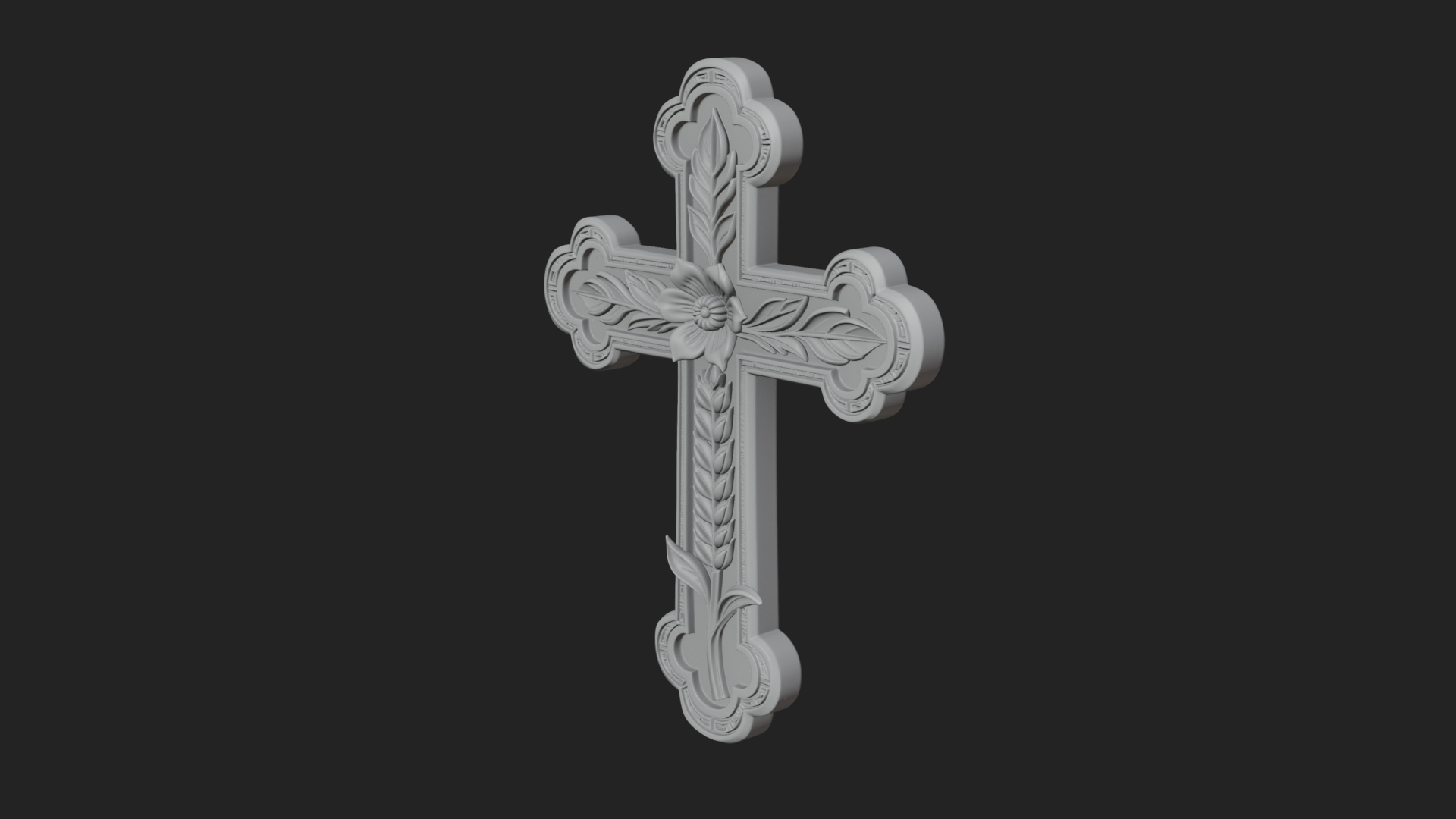 Carved Relief Wall Cross Design 15 3D Print Model 3D Model