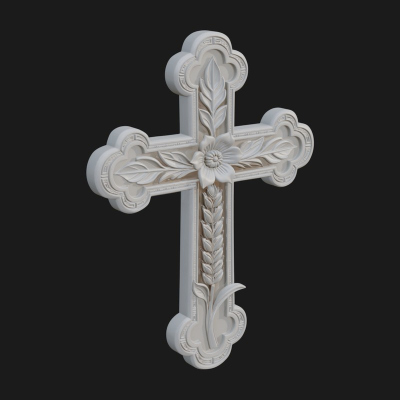 Carved Relief Wall Cross Design 15 3D Print Model