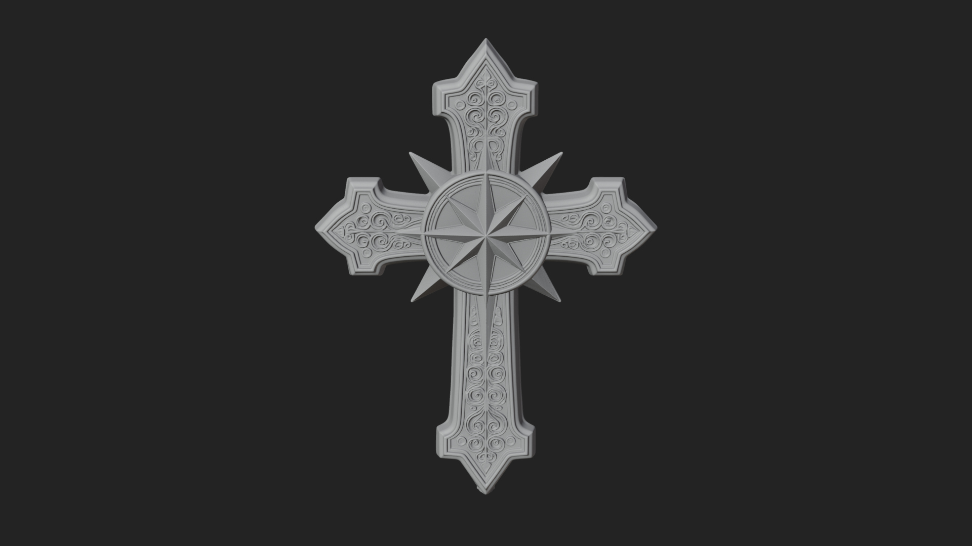 Carved Relief Wall Cross Design 150 3D Print Model 3D Model