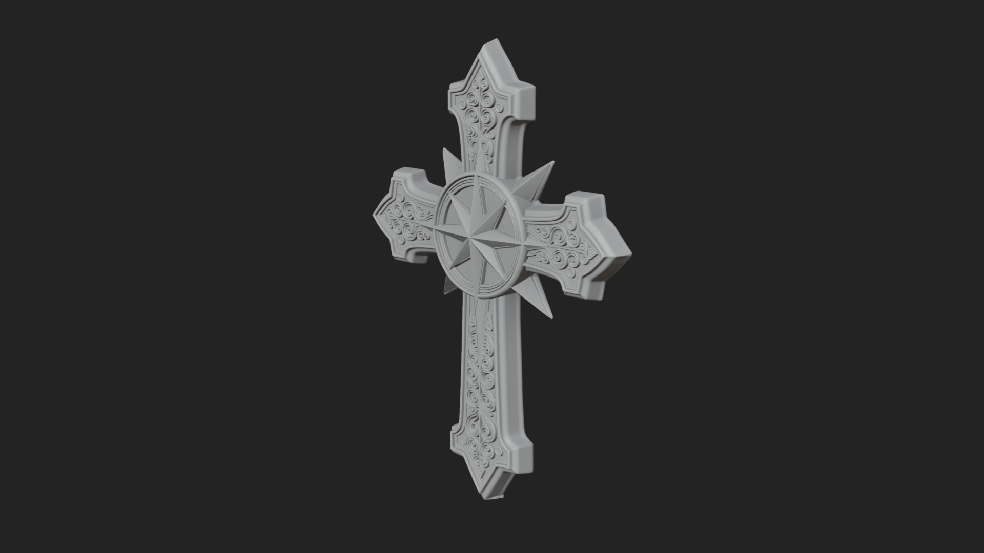 Carved Relief Wall Cross Design 150 3D Print Model 3D Model