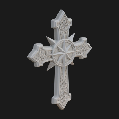 Carved Relief Wall Cross Design 150 3D Print Model