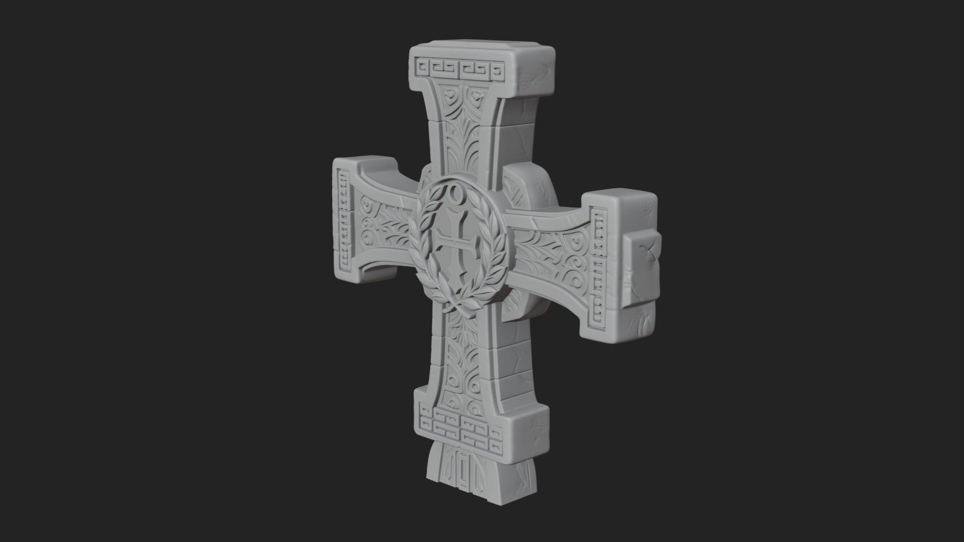 Carved Relief Wall Cross Design 151 3D Print Model 3D Model