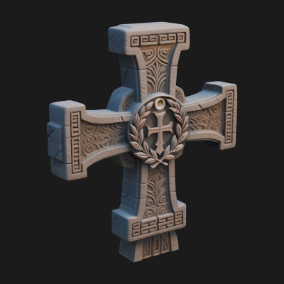 Carved Relief Wall Cross Design 151 3D Print Model
