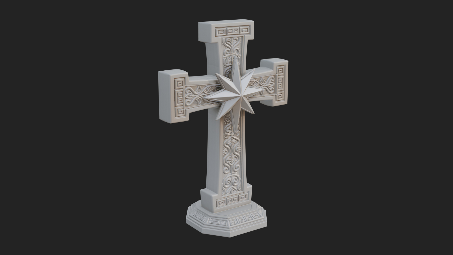 Carved Relief Wall Cross Design 152 3D Print Model 3D Model