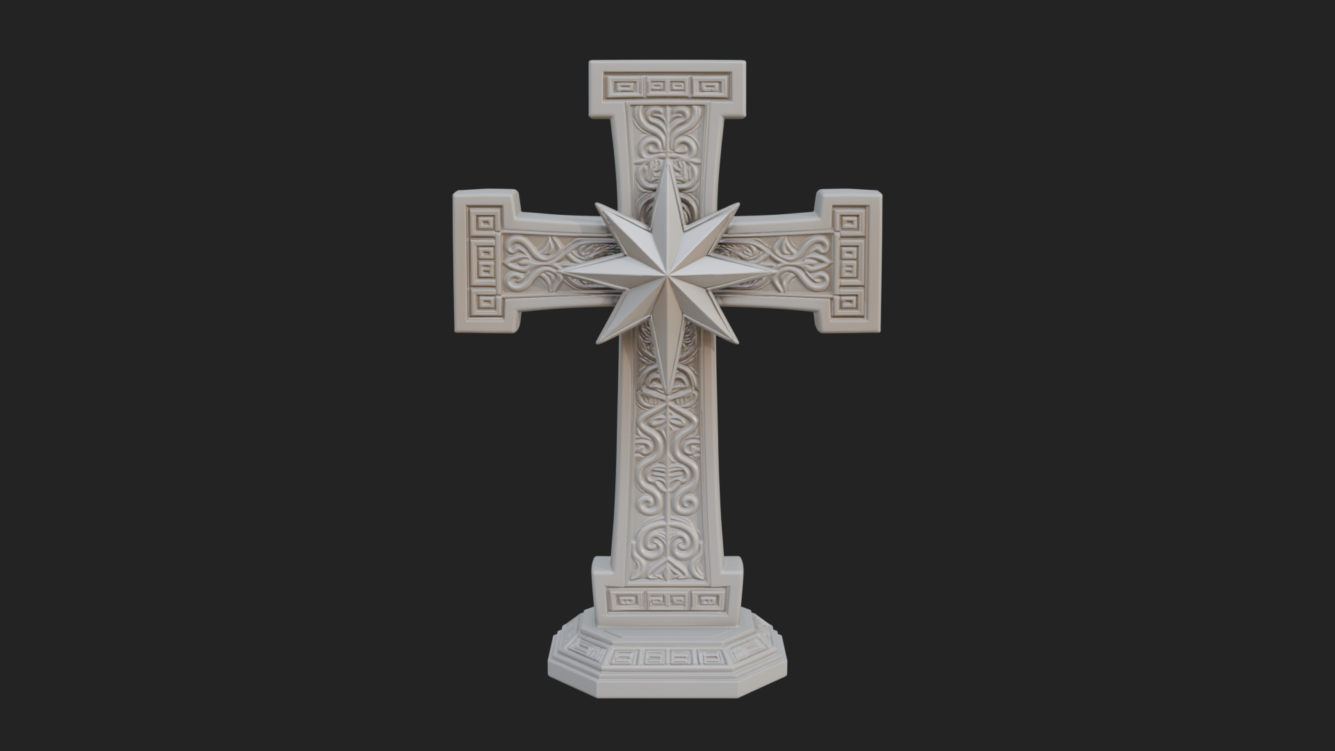 Carved Relief Wall Cross Design 152 3D Print Model 3D Model