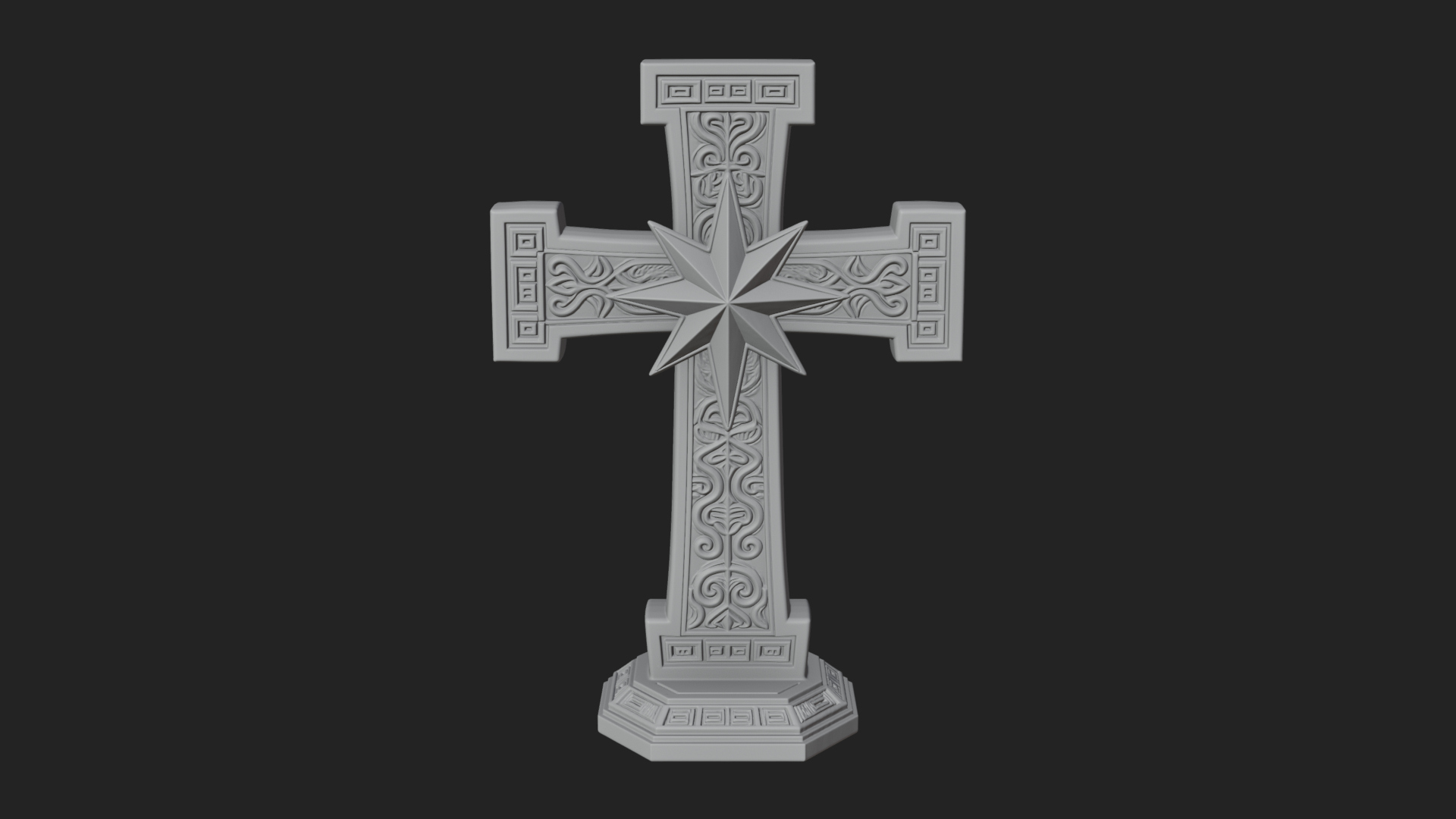 Carved Relief Wall Cross Design 152 3D Print Model 3D Model