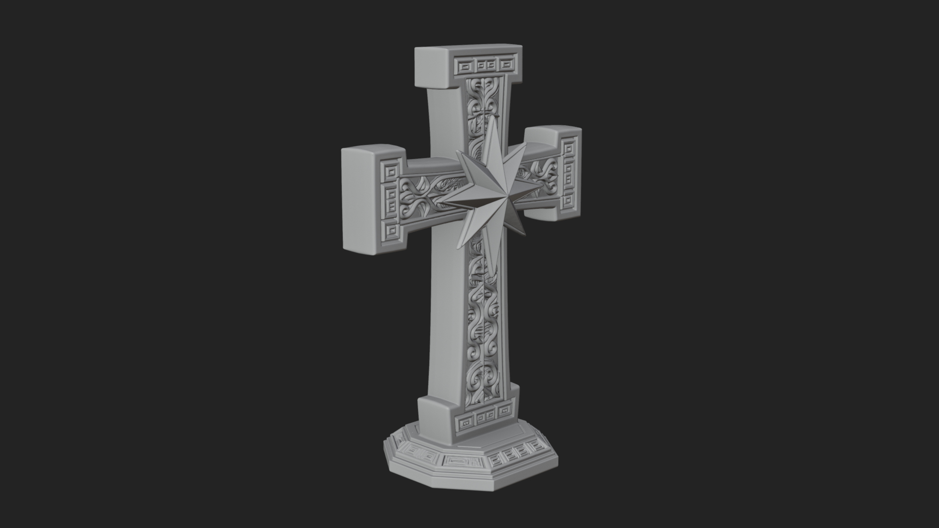 Carved Relief Wall Cross Design 152 3D Print Model 3D Model