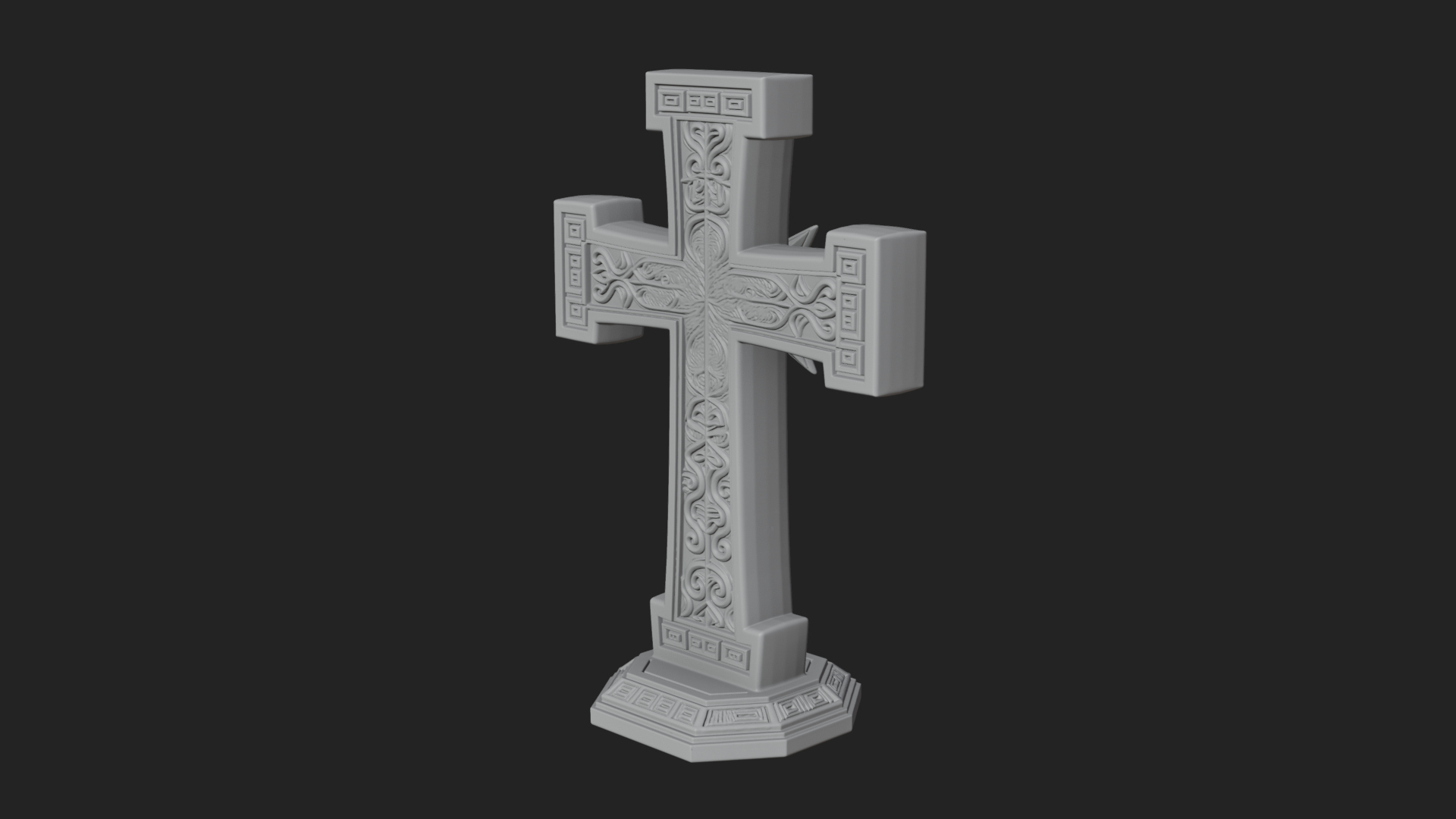 Carved Relief Wall Cross Design 152 3D Print Model 3D Model