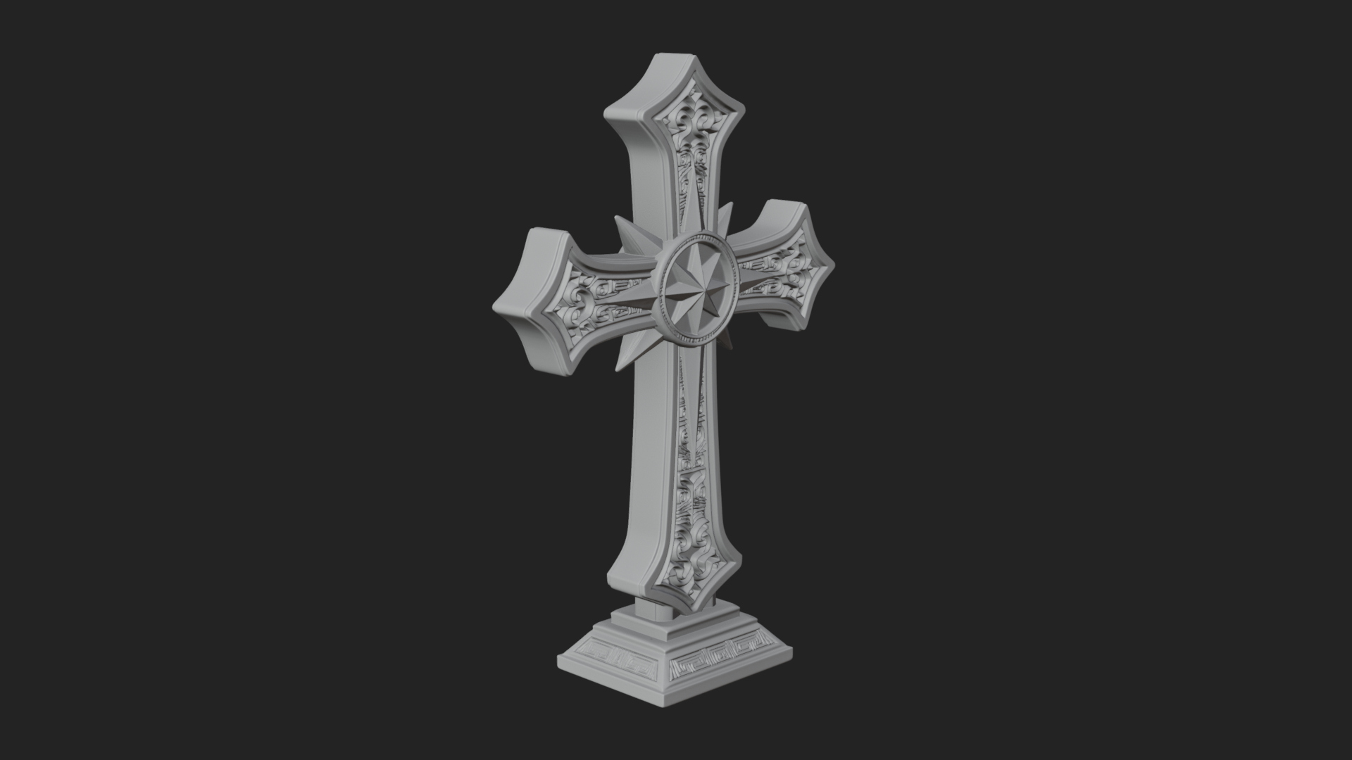 Carved Relief Wall Cross Design 155 3D Print Model 3D Model