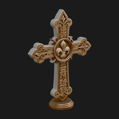 Carved Relief Wall Cross Design 156 3D Print Model
