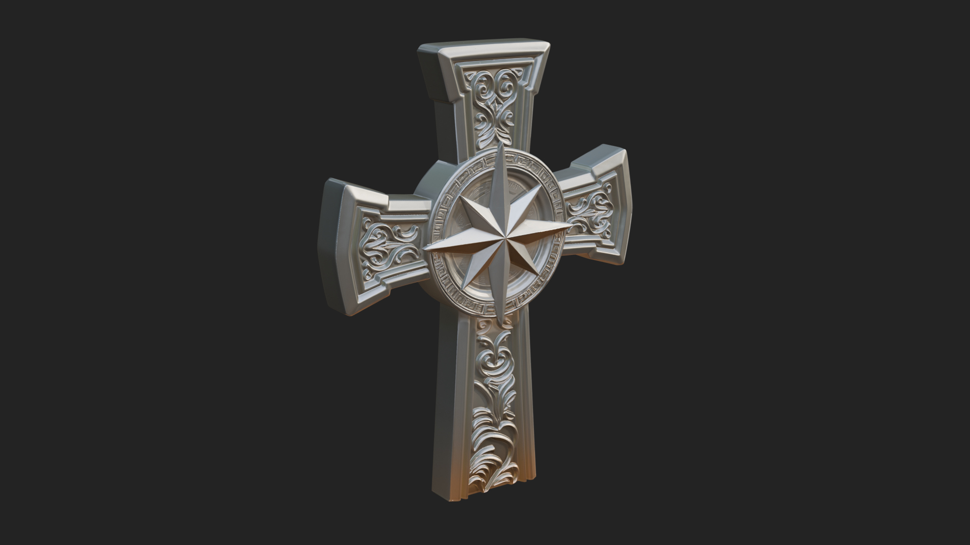 Carved Relief Wall Cross Design 157 3D Print Model 3D Model