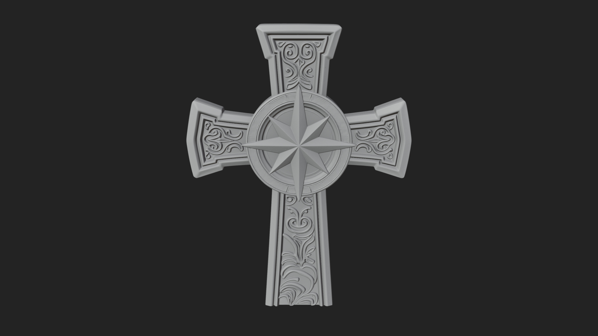 Carved Relief Wall Cross Design 157 3D Print Model 3D Model