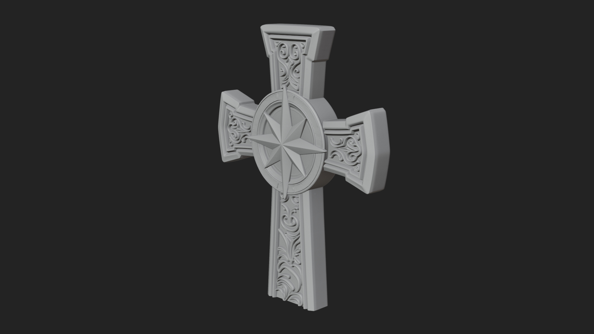 Carved Relief Wall Cross Design 157 3D Print Model 3D Model