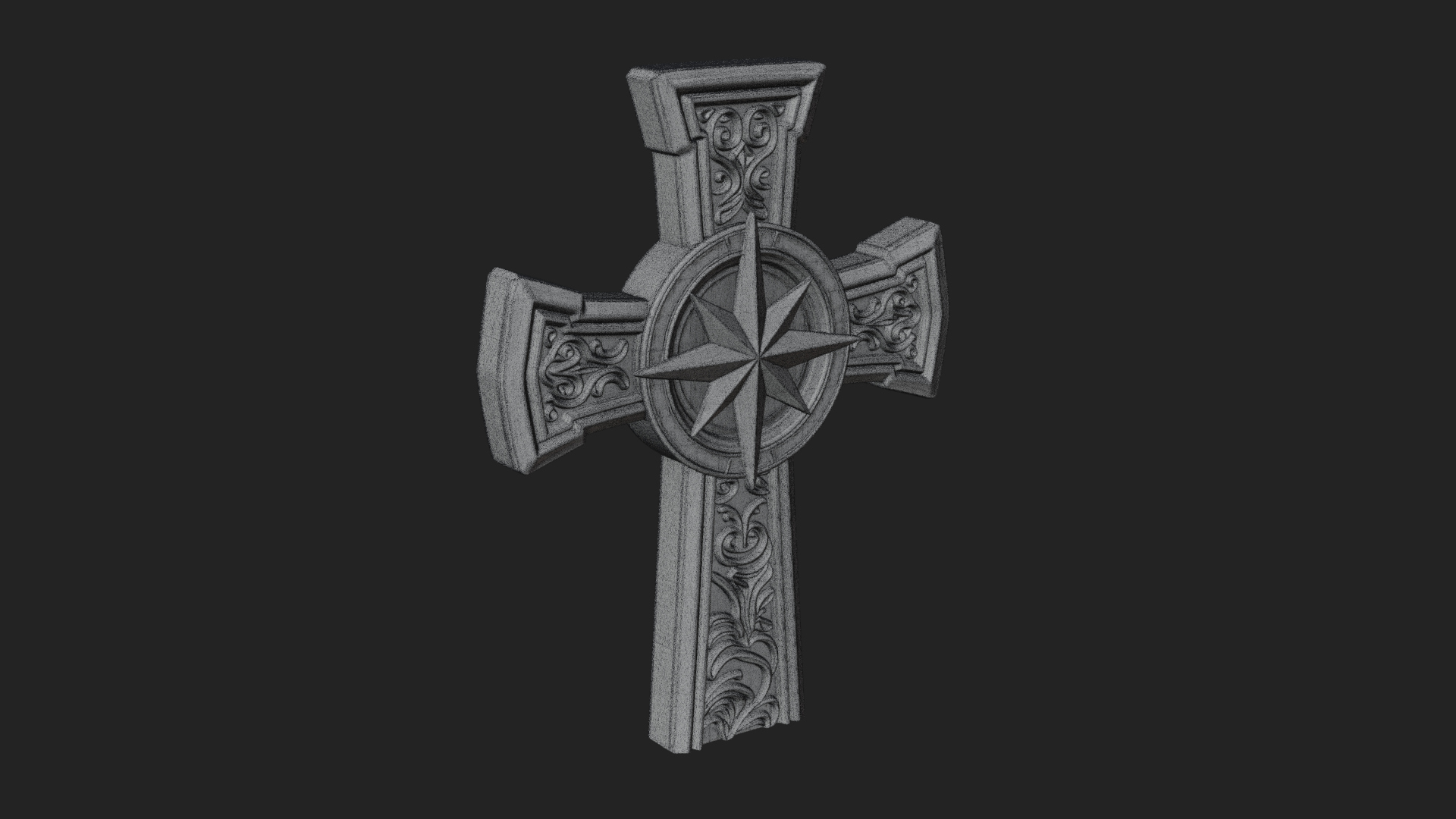 Carved Relief Wall Cross Design 157 3D Print Model 3D Model