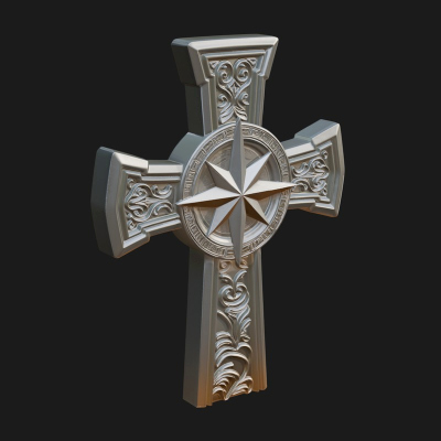 Carved Relief Wall Cross Design 157 3D Print Model