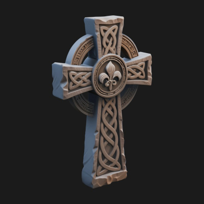 Carved Relief Wall Cross Design 158 3D Print Model