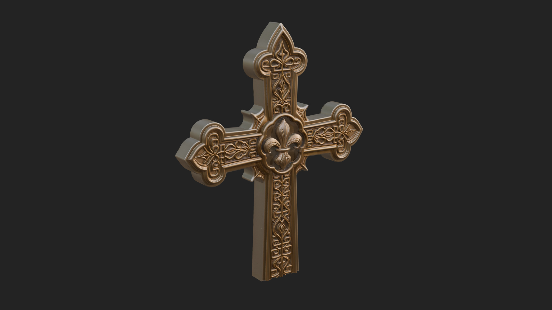 Carved Relief Wall Cross Design 159 3D Print Model 3D Model