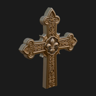Carved Relief Wall Cross Design 159 3D Print Model