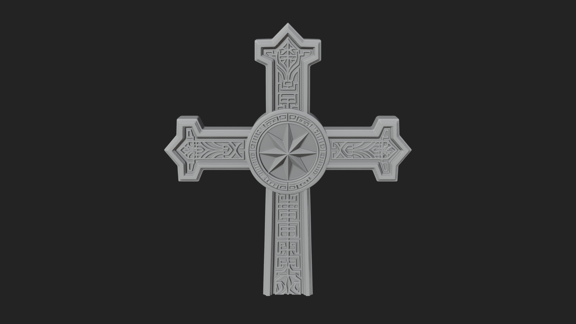 Carved Relief Wall Cross Design 160 3D Print Model 3D Model
