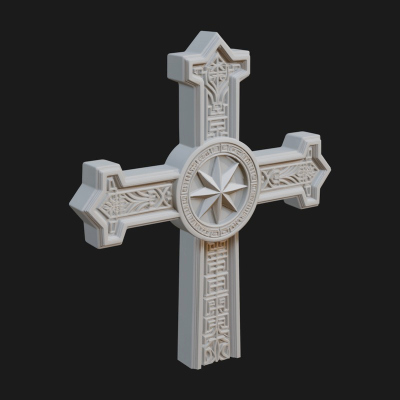 Carved Relief Wall Cross Design 160 3D Print Model