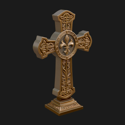 Carved Relief Wall Cross Design 162 3D Print Model
