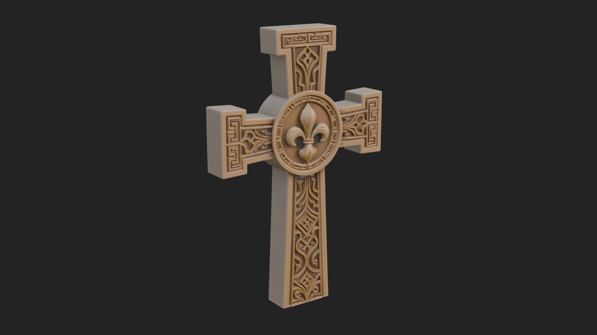 Carved Relief Wall Cross Design 164 3D Print Model 3D Model