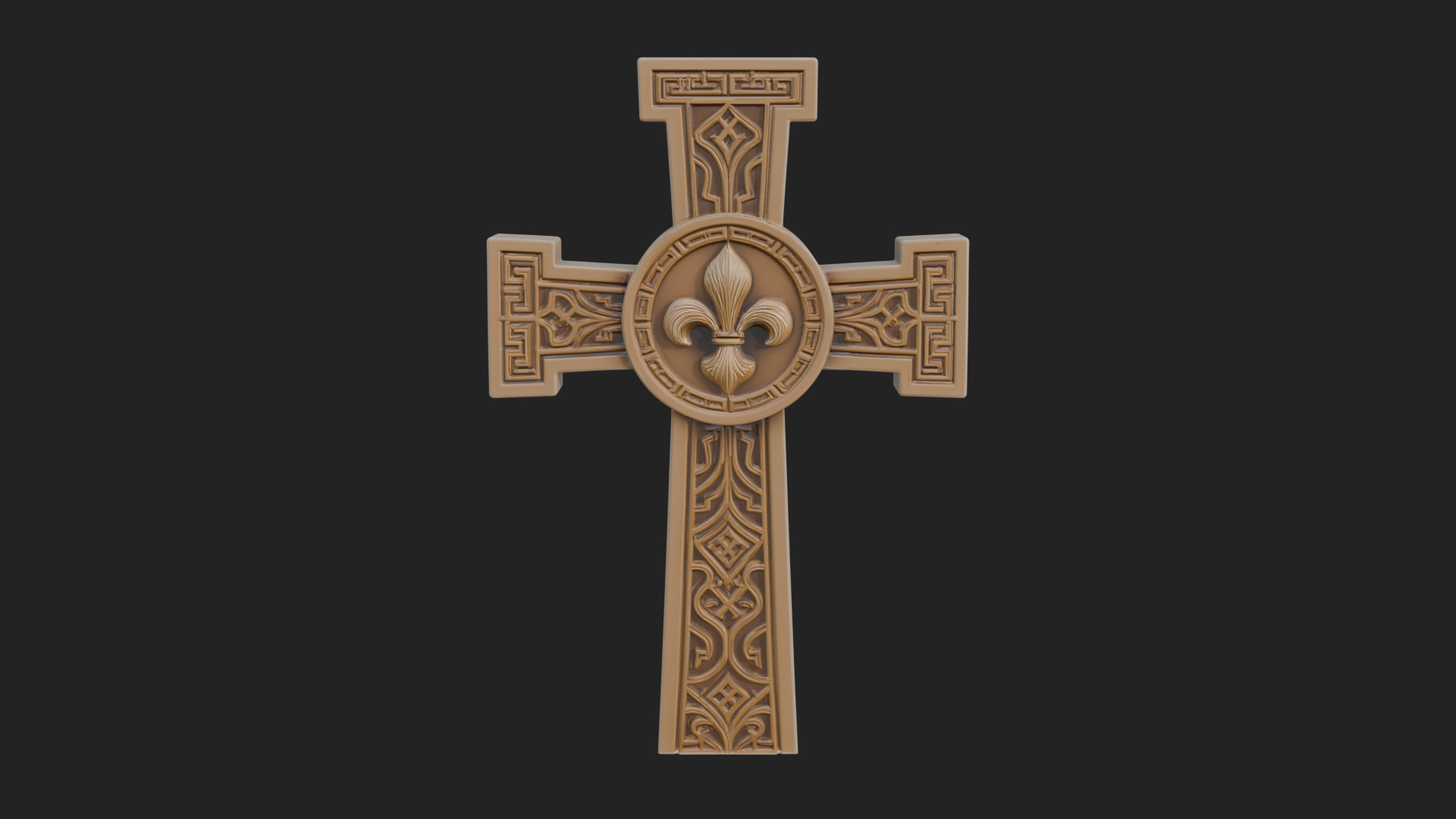 Carved Relief Wall Cross Design 164 3D Print Model 3D Model