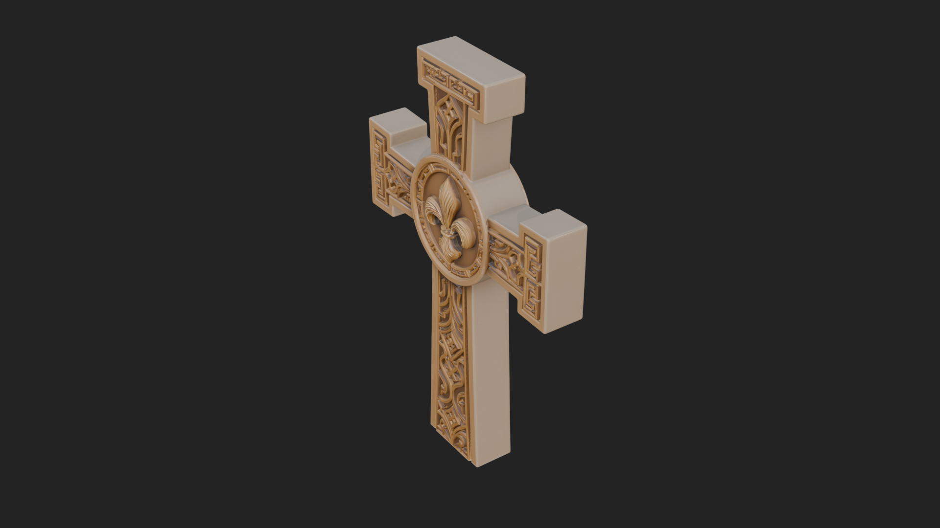 Carved Relief Wall Cross Design 164 3D Print Model 3D Model