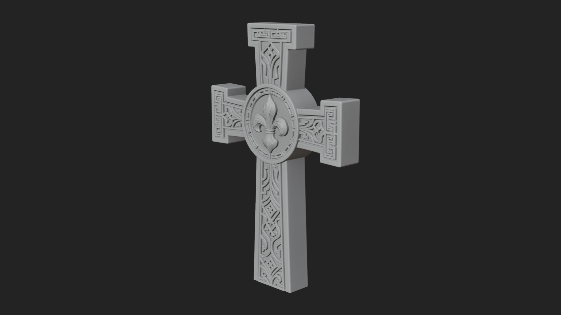 Carved Relief Wall Cross Design 164 3D Print Model 3D Model
