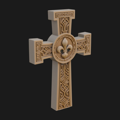 Carved Relief Wall Cross Design 164 3D Print Model