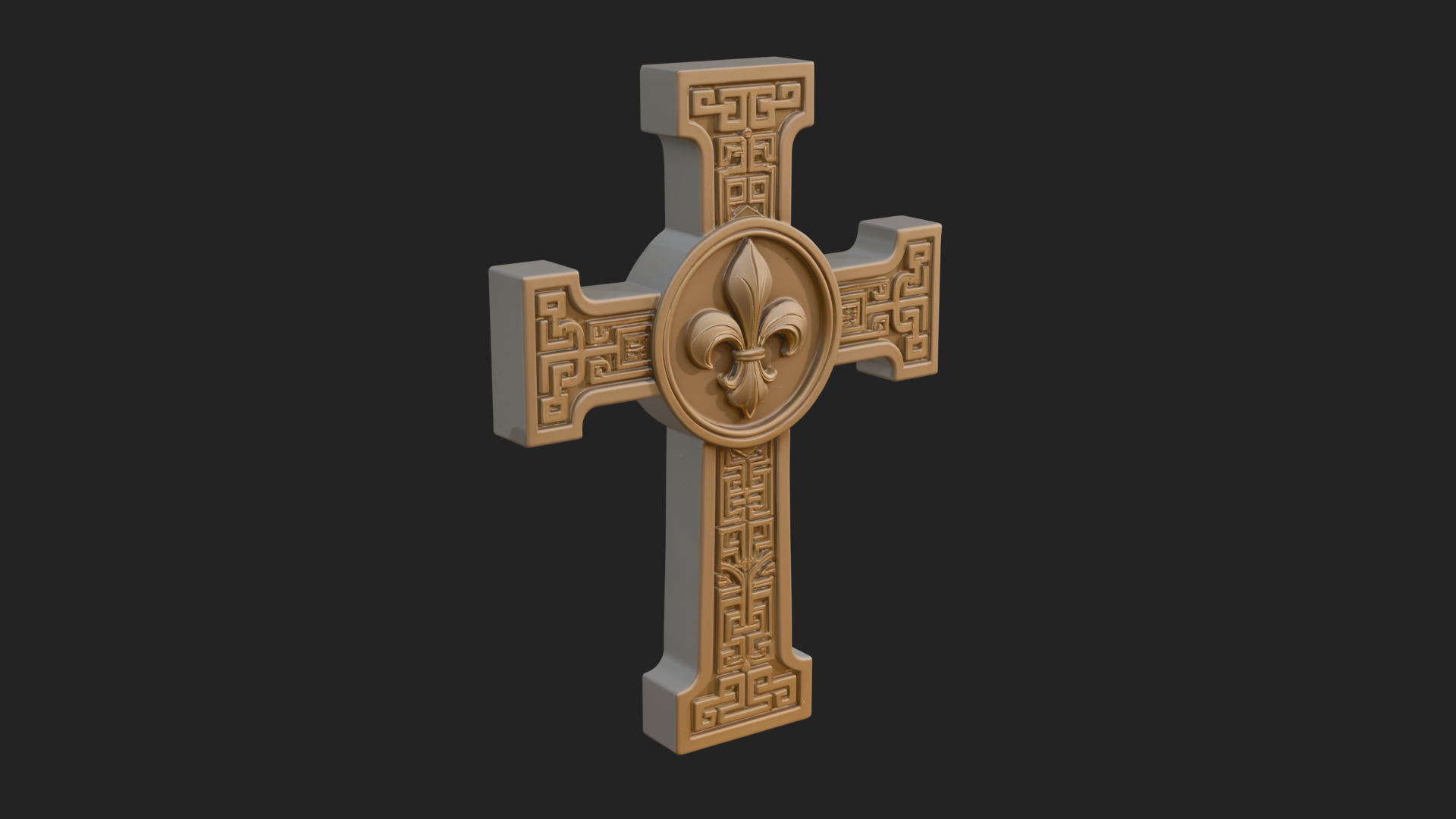 Carved Relief Wall Cross Design 165 3D Print Model 3D Model