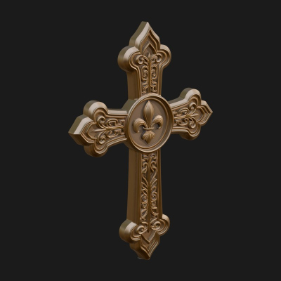 Carved Relief Wall Cross Design 166 3D Print Model